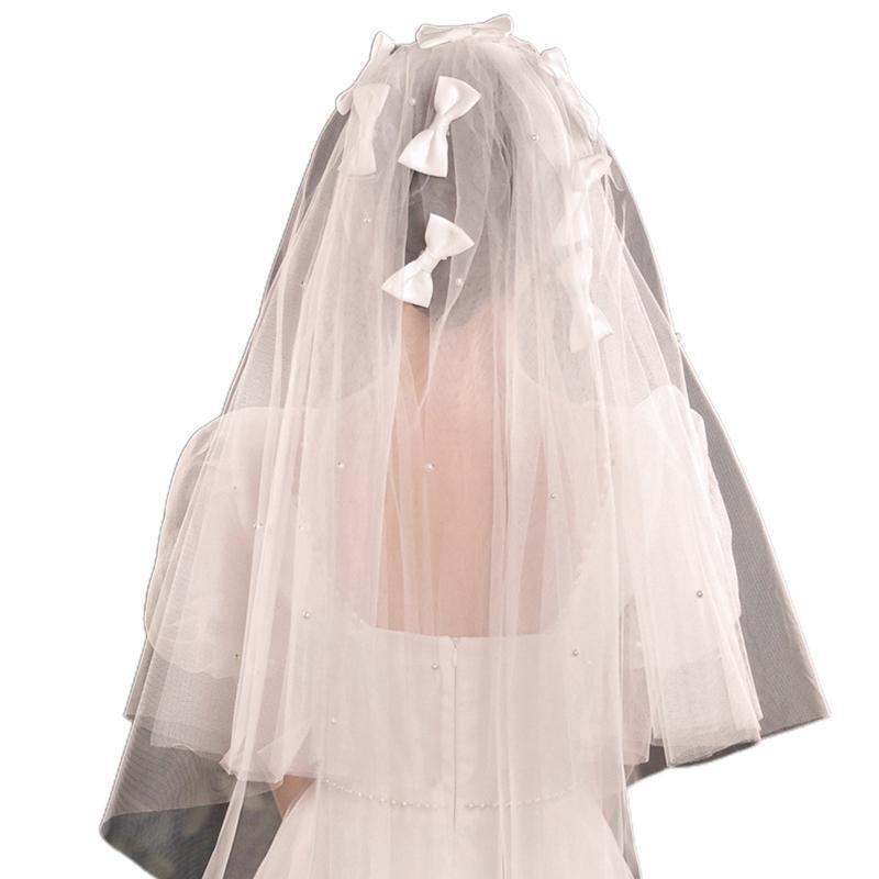 Wedding Bridal Veil Simple Cut Edge Short Sheer Veils 2 Tiers 24-32 Inch Long