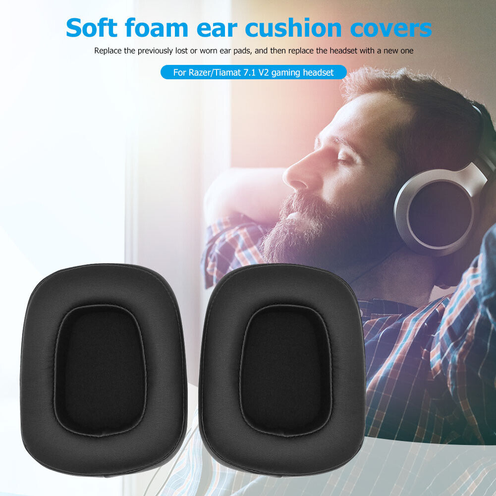 1 Pair Leather Foam Headset Replacement Ear Pads for Razer Tiamat 7.1 V2