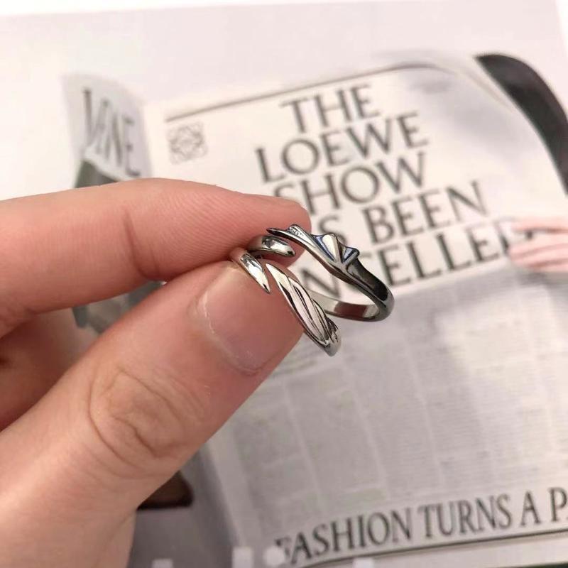 2Pcs/Set Hip Hop Angel And Devil Couple Ring Men Women Agjustable Open Ring
