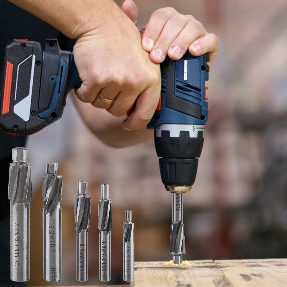 5pcs M3-M8 Counterbore End Mill Pilot Milling Cutter Countersink Router Bit