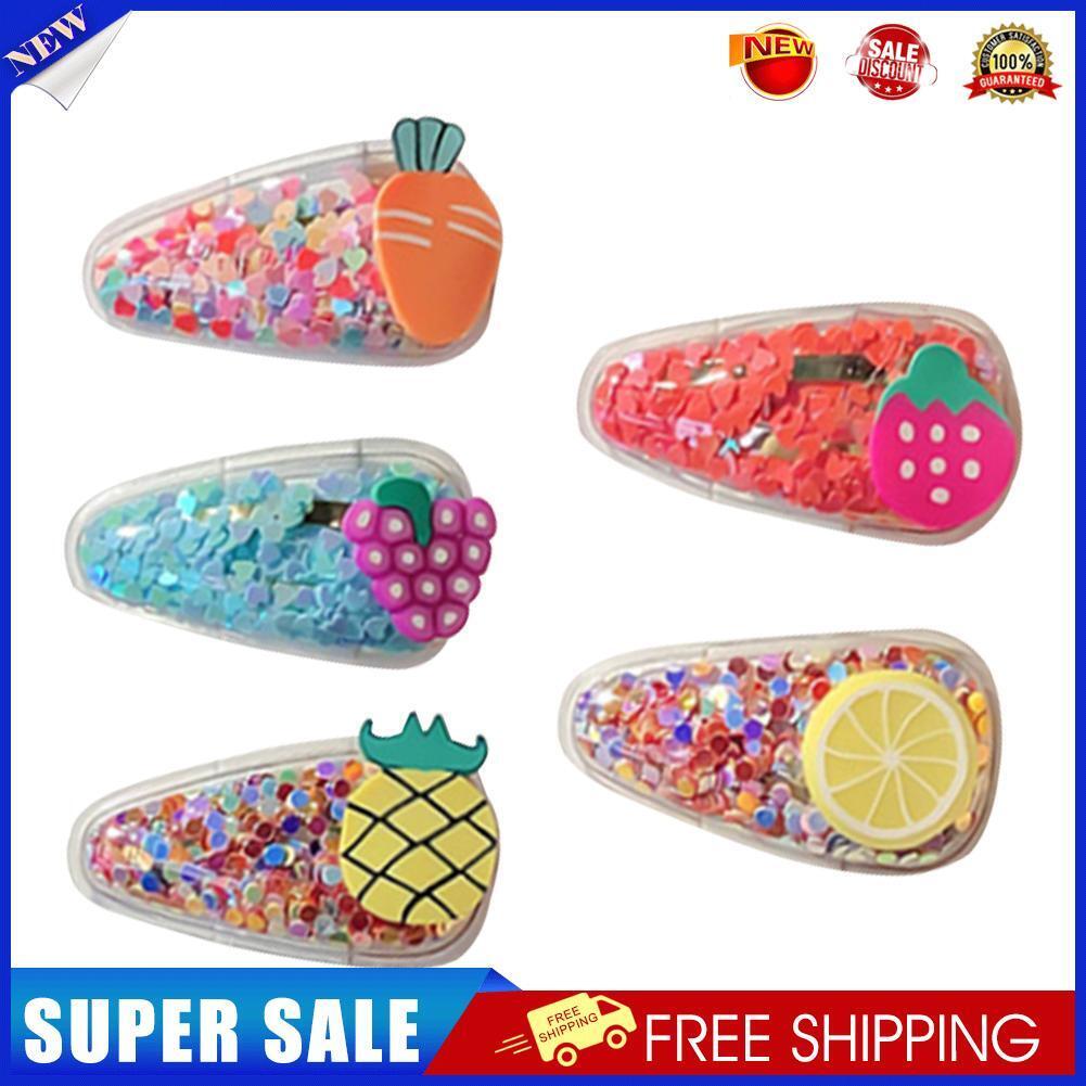 5pcs Fruit Sequin Hair Clip Korean Candy Color Women BB Hairpin (Style 3)