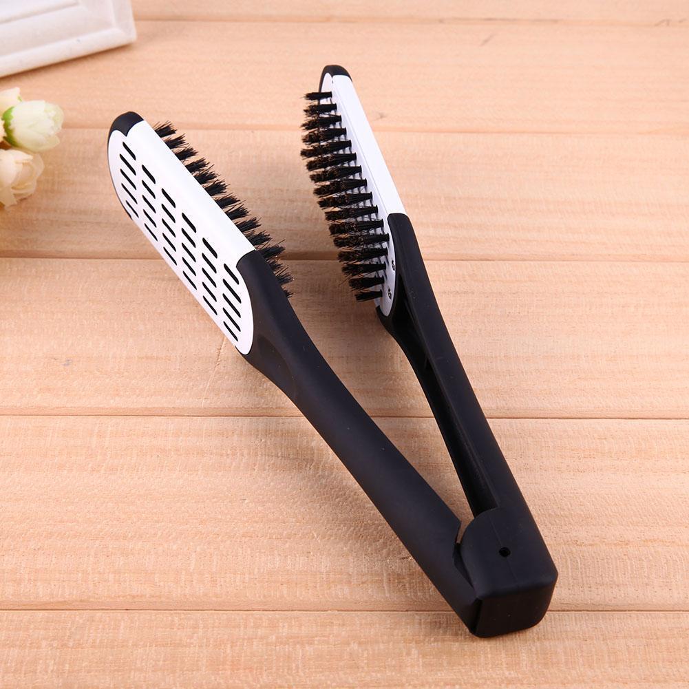 Plywood Bristles Comb Straightener Electric Heat Brush Hair Straightener
