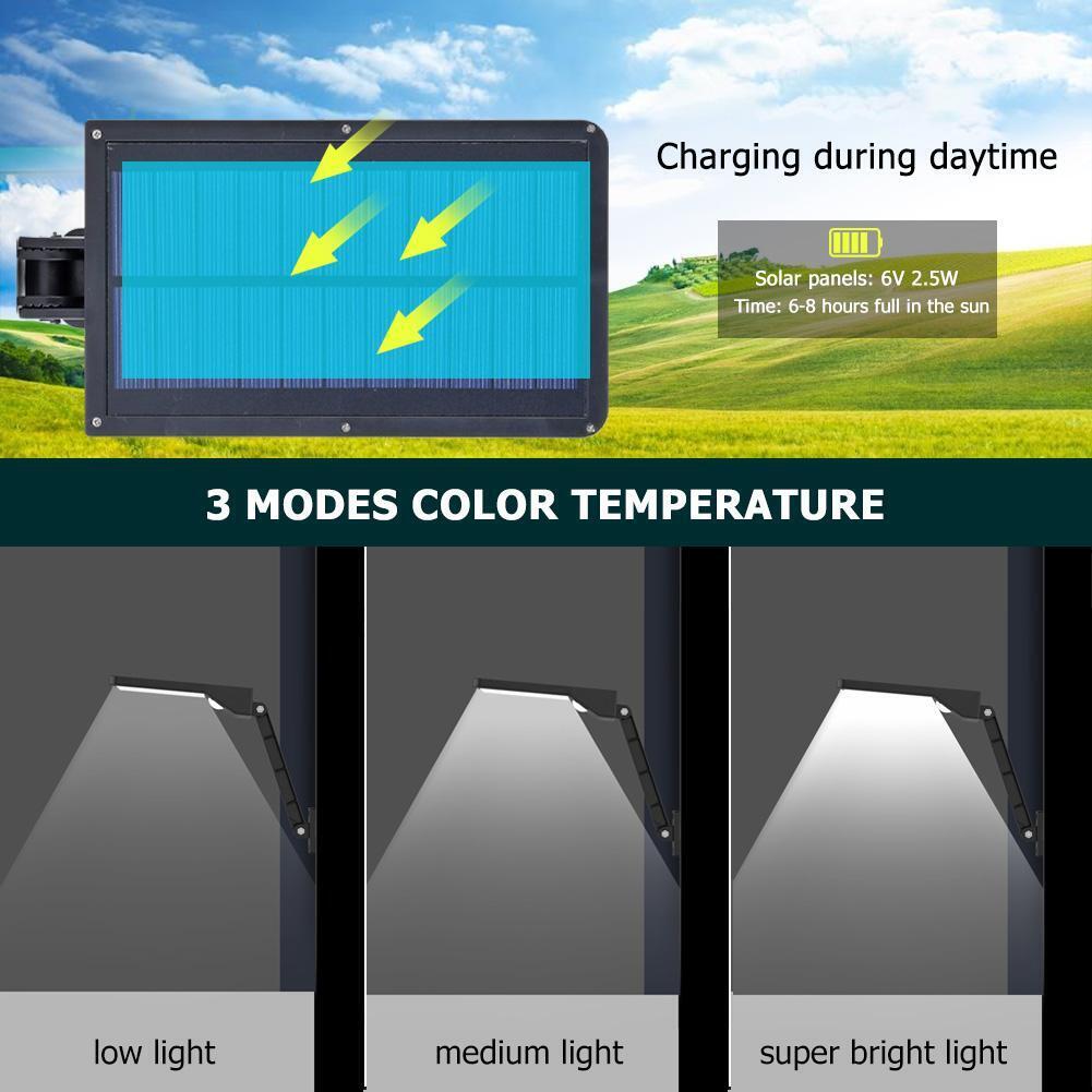 56LED Solar Motion Sensor Wall Light Remote Control Street Lamp (Black)