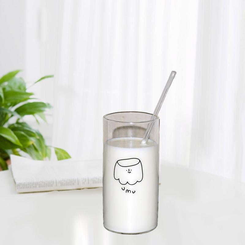 Coffee Mug Wine Glass Material Drink Cups Transparent Glass Drinkware with Straw