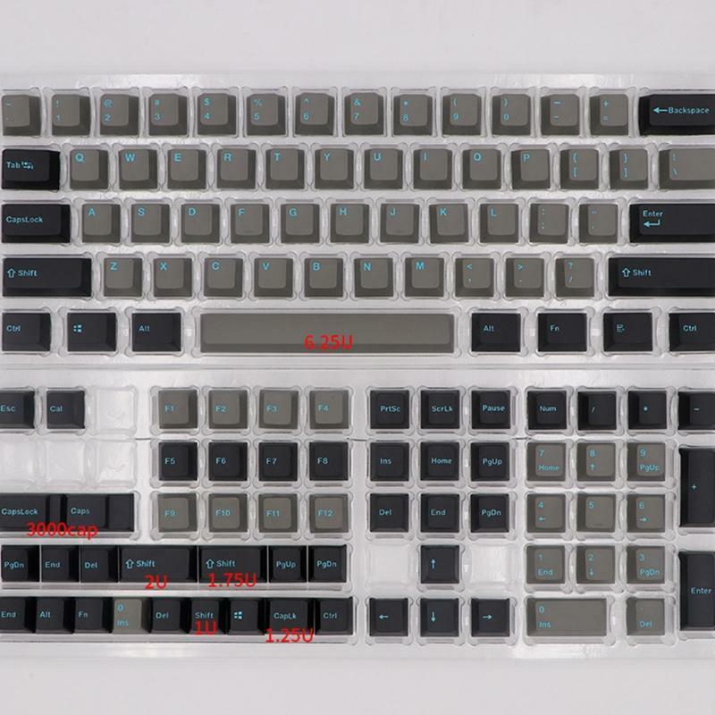 123 Double Shot Ink Green Keycaps for Cherry 3000 3494 MX Switches GK61 87 104