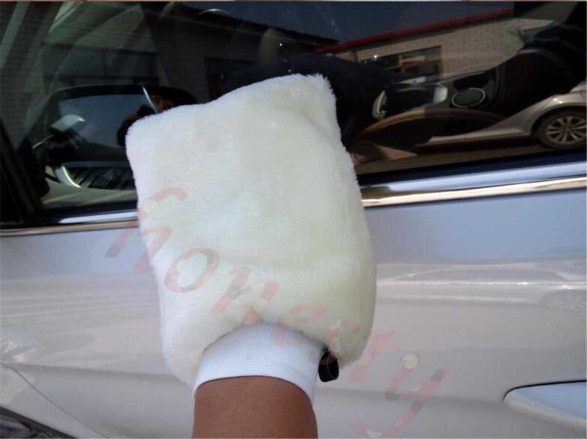 Sheepskin Mitt Car Soft Polishing GLOVE LAMBSWOOL WASHING CLEANING POLISH