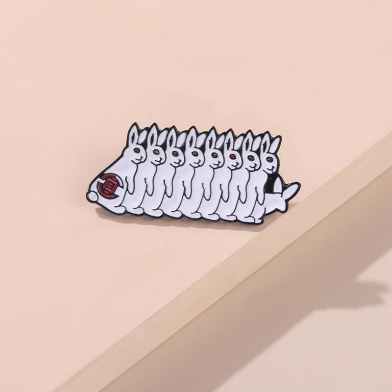 Cute Enamel Pin Backpack Cool Lapel Hat Pin Jacket Funny White Bunny Brooches