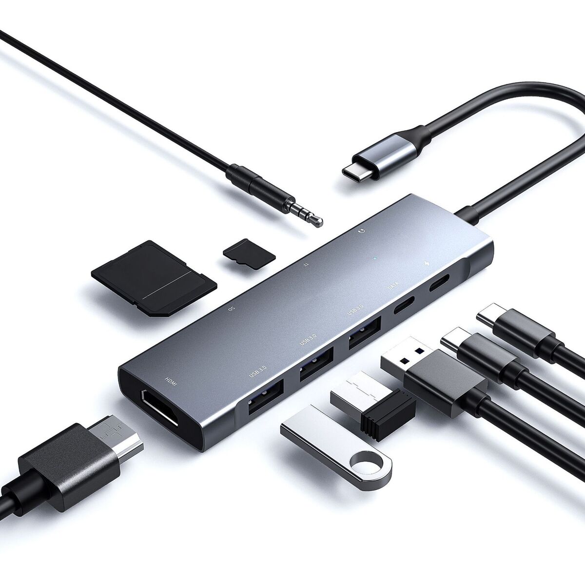 Expander Audio VGA USB3.0 4K HDMI 9 in 1 Adapter USB Type C Hub PD Charging