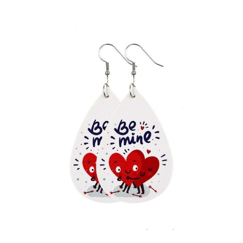 10 Pairs Valentine Day Leather Earrings Love Dangle Heart Leather Earrings Kit