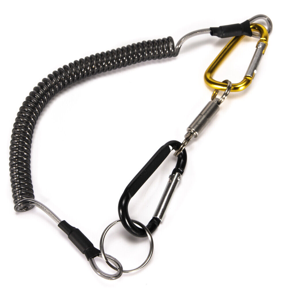 Steel Fishing Magnetic Release Carabiner Clip Holder with Coil Rope Lanyard