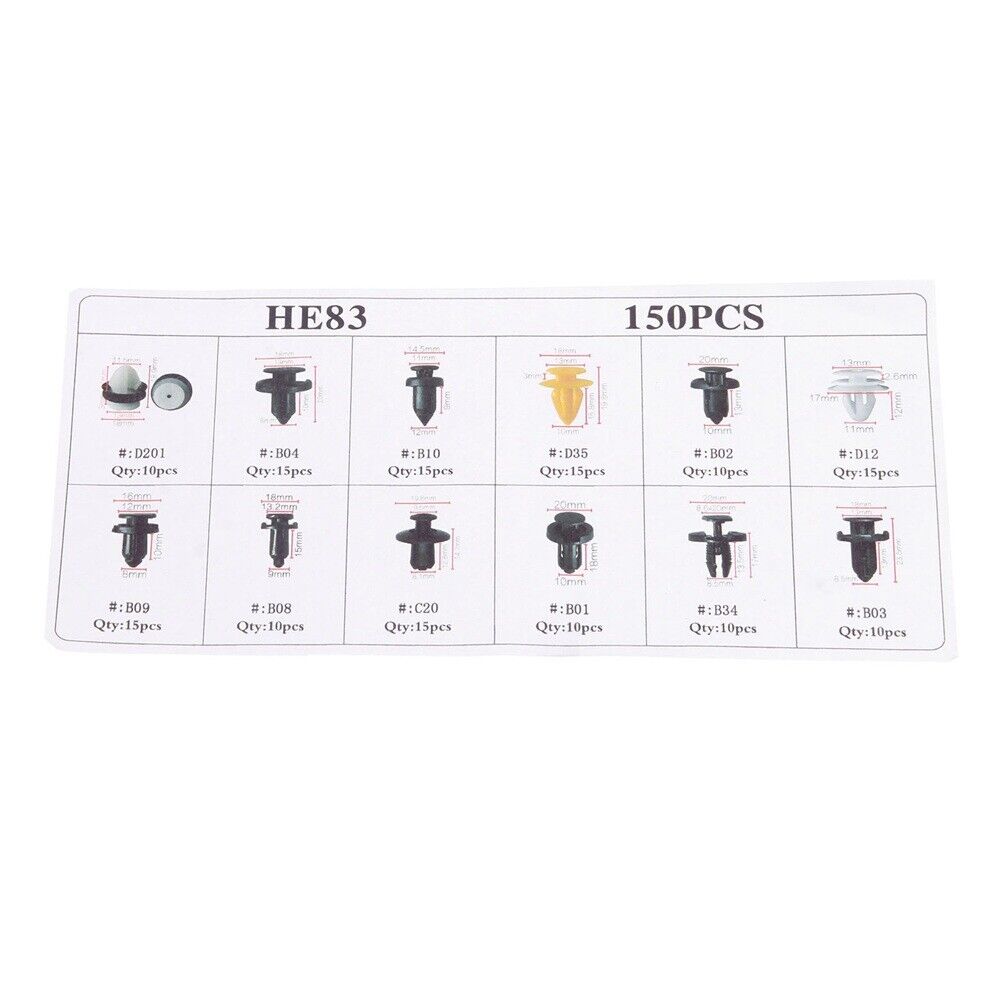 150X  Car Truck Door Panels Bumper Cover Fender Fasteners Clips Boxed Universal