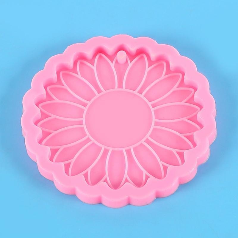 Sunflower Keychain UV Crystal Epoxy Mold Flower Shape Coaster Silicone Mould DIY