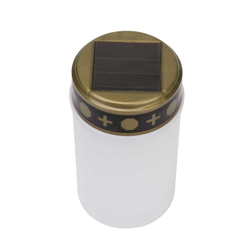 Cemetery Electronic LED Candle Lamp Flameless Solar Decor Tea Light (White)