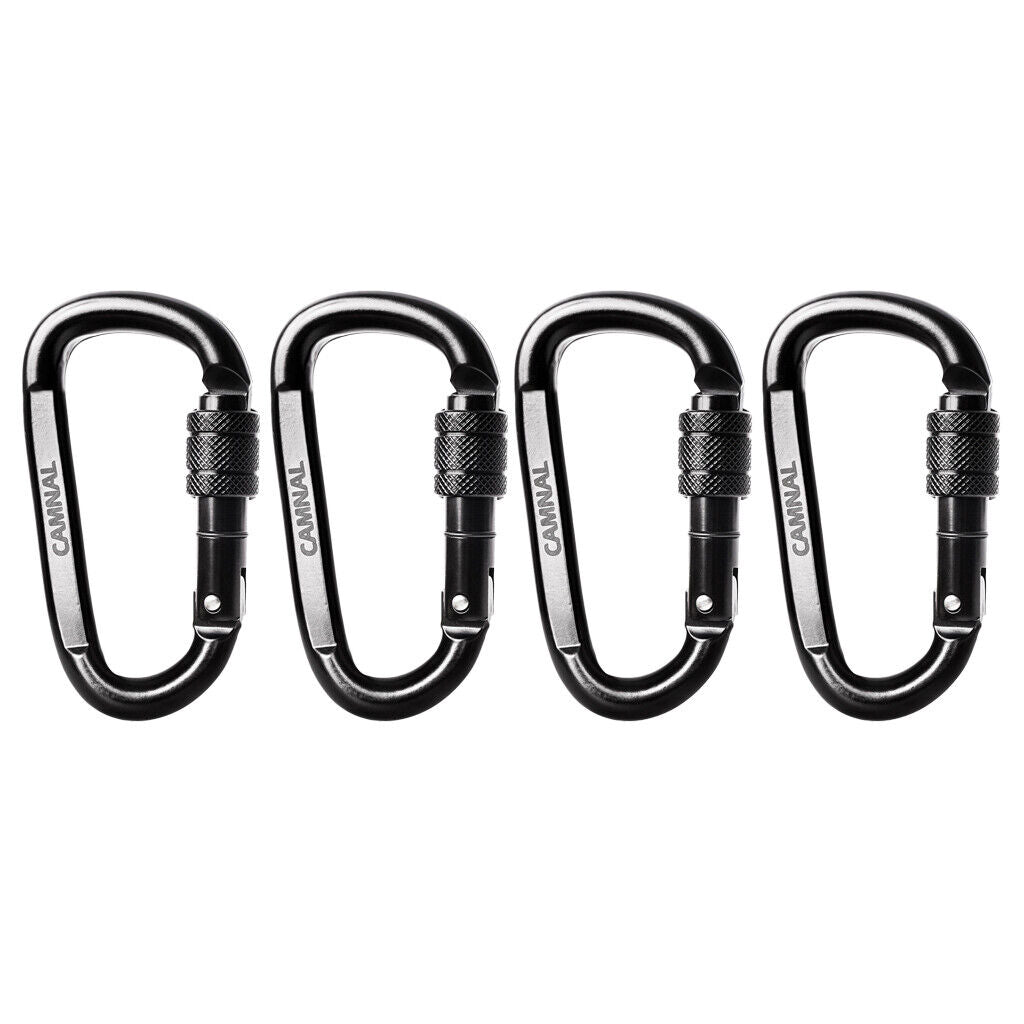 4 Pieces 30KN  Carbon Steel Screw  Outdoor Climbing Carabiner