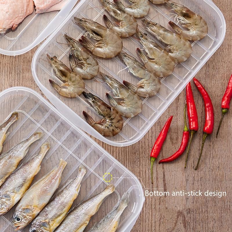 Clear Food Storage Box with Lid Fish Meat Shrimp Vegetables Storage Case