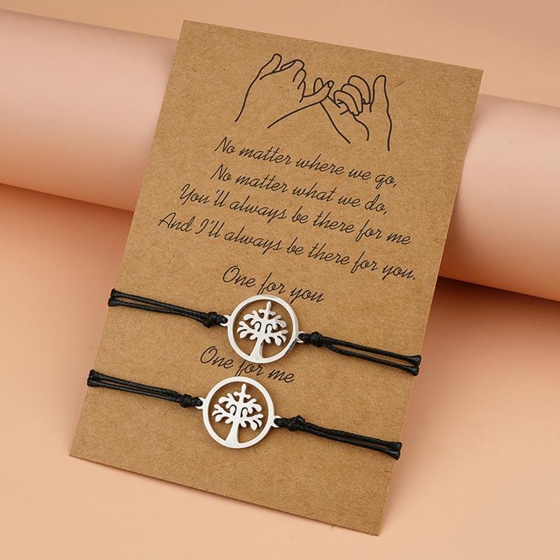 2pcs Tree of Life Bracelets Woven Card Bracelet Friendship Wish Card Wrist Band