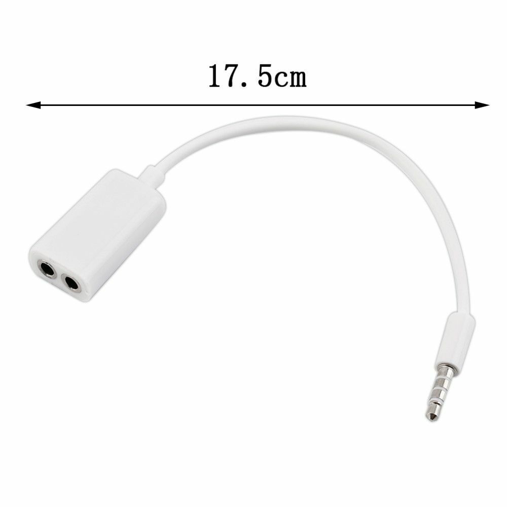 Plug Extension White 1 Male To 2 Female Audio Cable 3.5mm Headphone Y Splitter