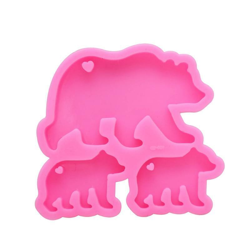 Walking Polar Bear Baby Mom Set Keychain Silicone Mold Bear Family Pendant Molds