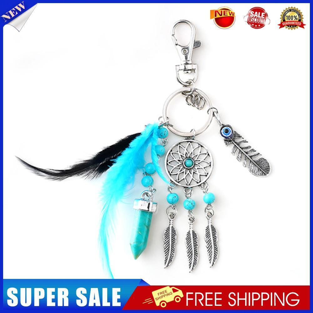 Women Natural Turquoise Dreamcatcher Keychain Boho Fashion Keychain