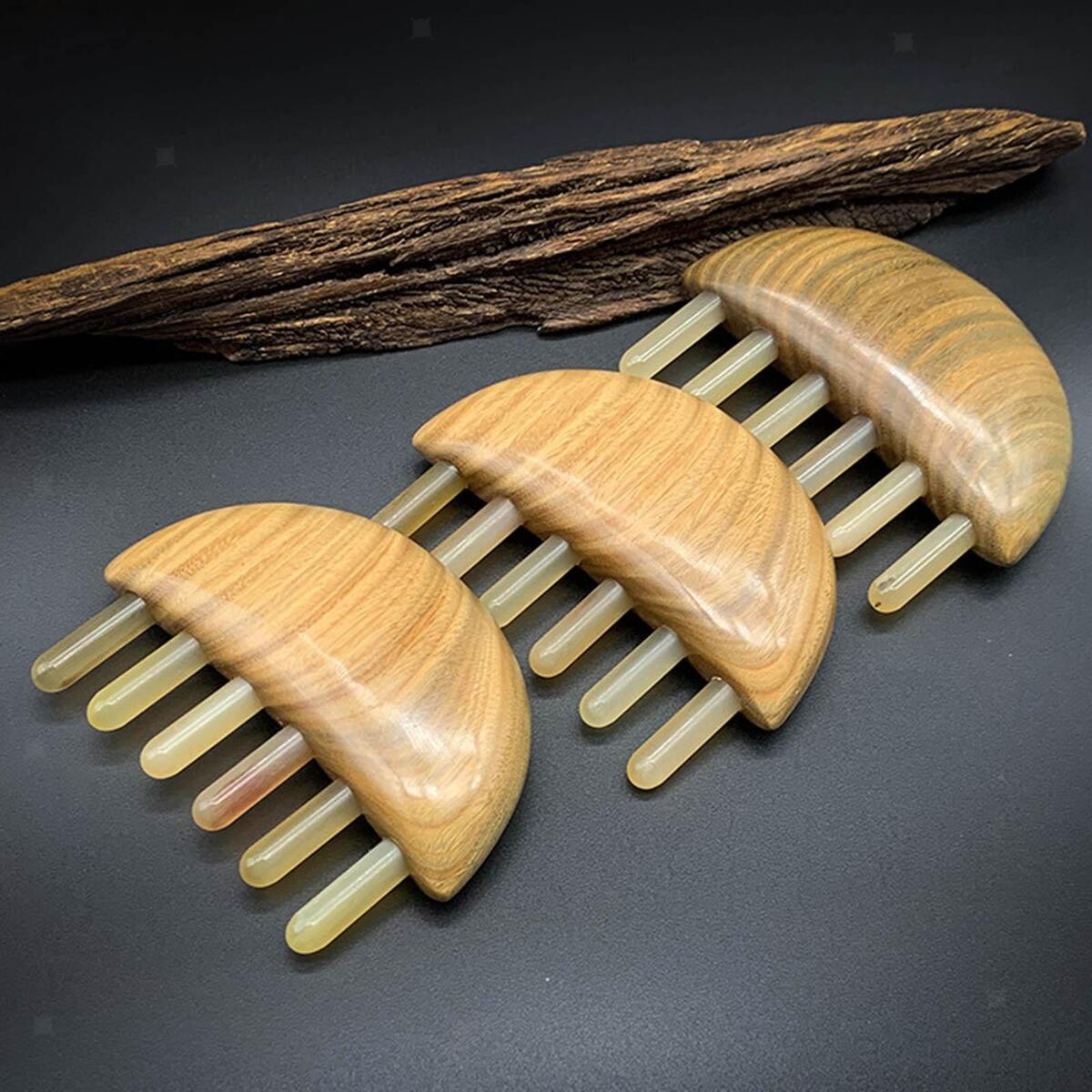 Natural Wood Wide Tooth Massage Hair Comb Head Scalp Massage Anti Static