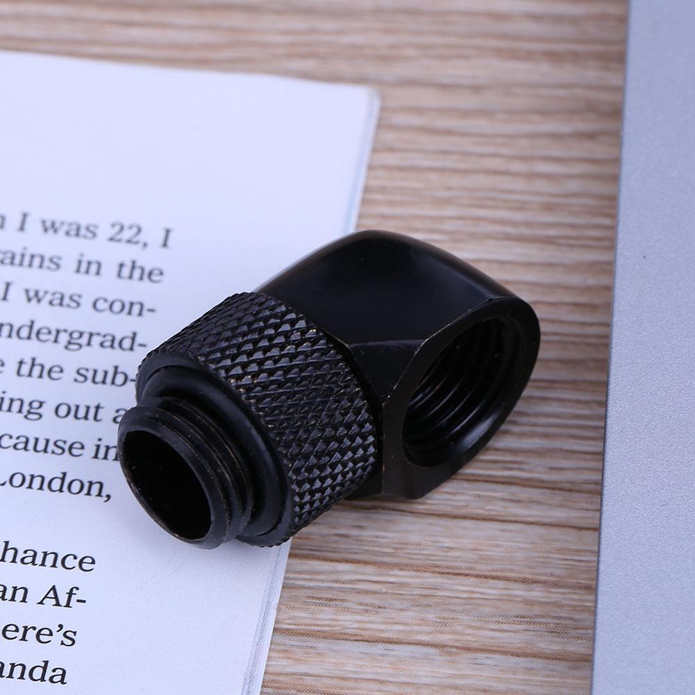 G1/4 Inner Outer Dual Thread 90 Degree Rotary Water Tube Connector(Black)