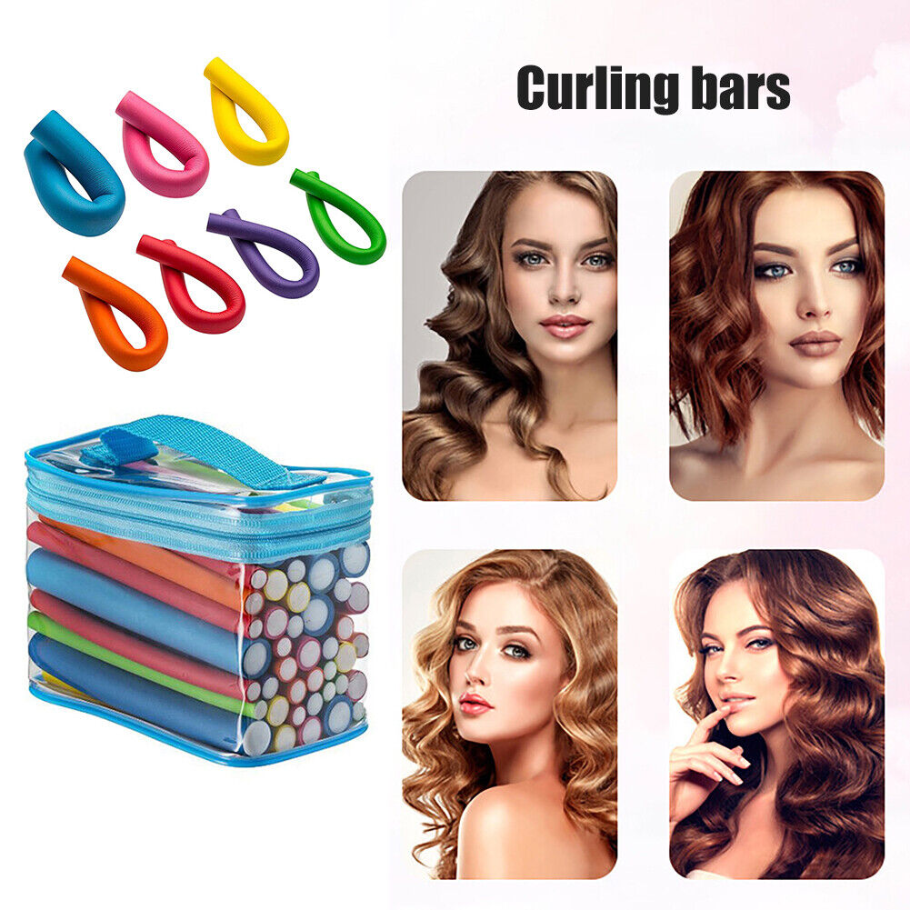 42pcs Heatless Hair Curling Rod Soft Flexible Hair Roller Ribbons Random