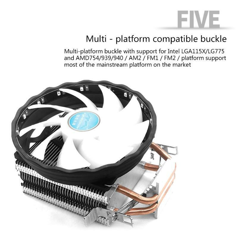 CPU Radiator Mute Double Heat Pipe intel/amd Multi-platform Computer Chassis Fan