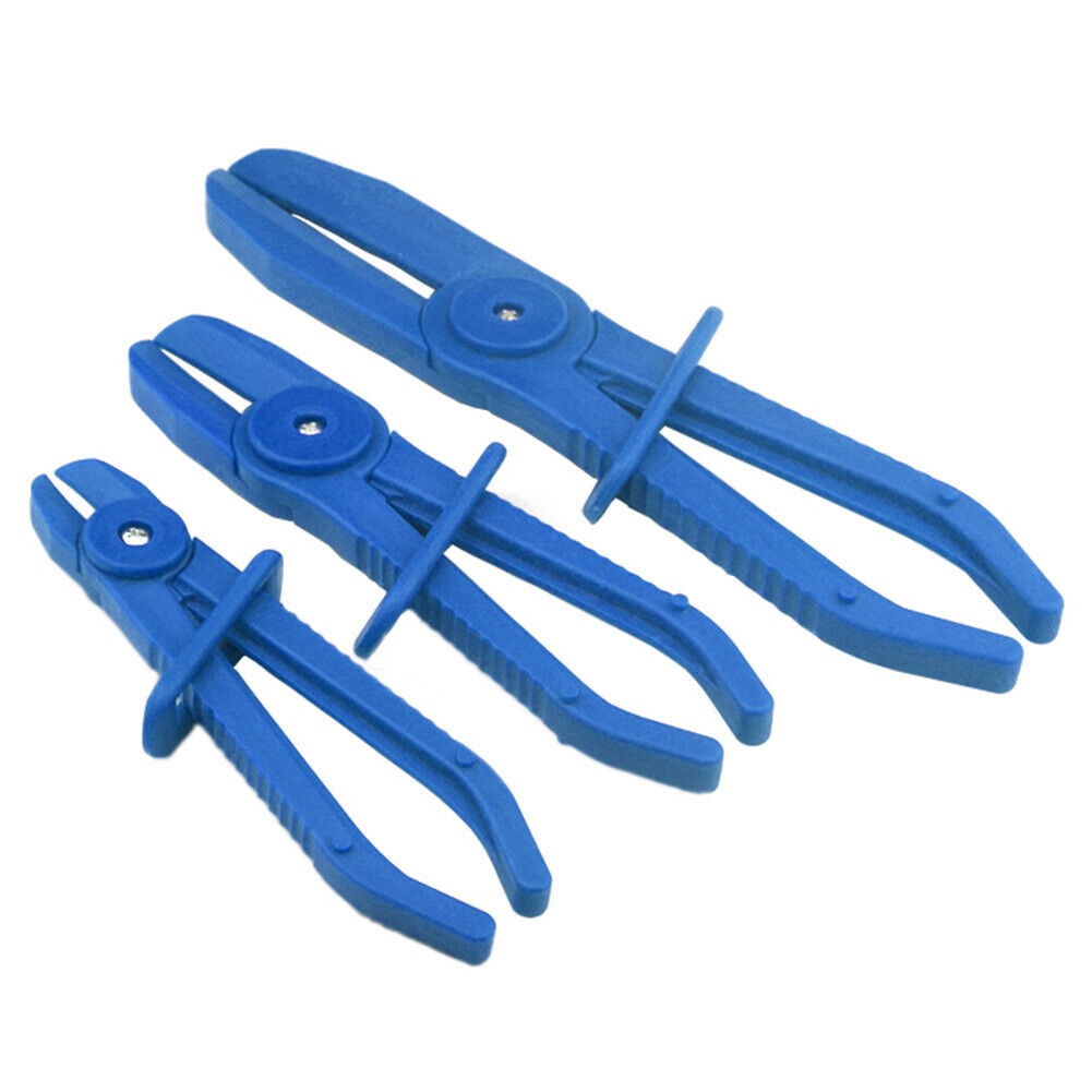 3pcs Fuel Water Line Hose Clamps Pinch Off Pliers Free Hands Tools (Blue)