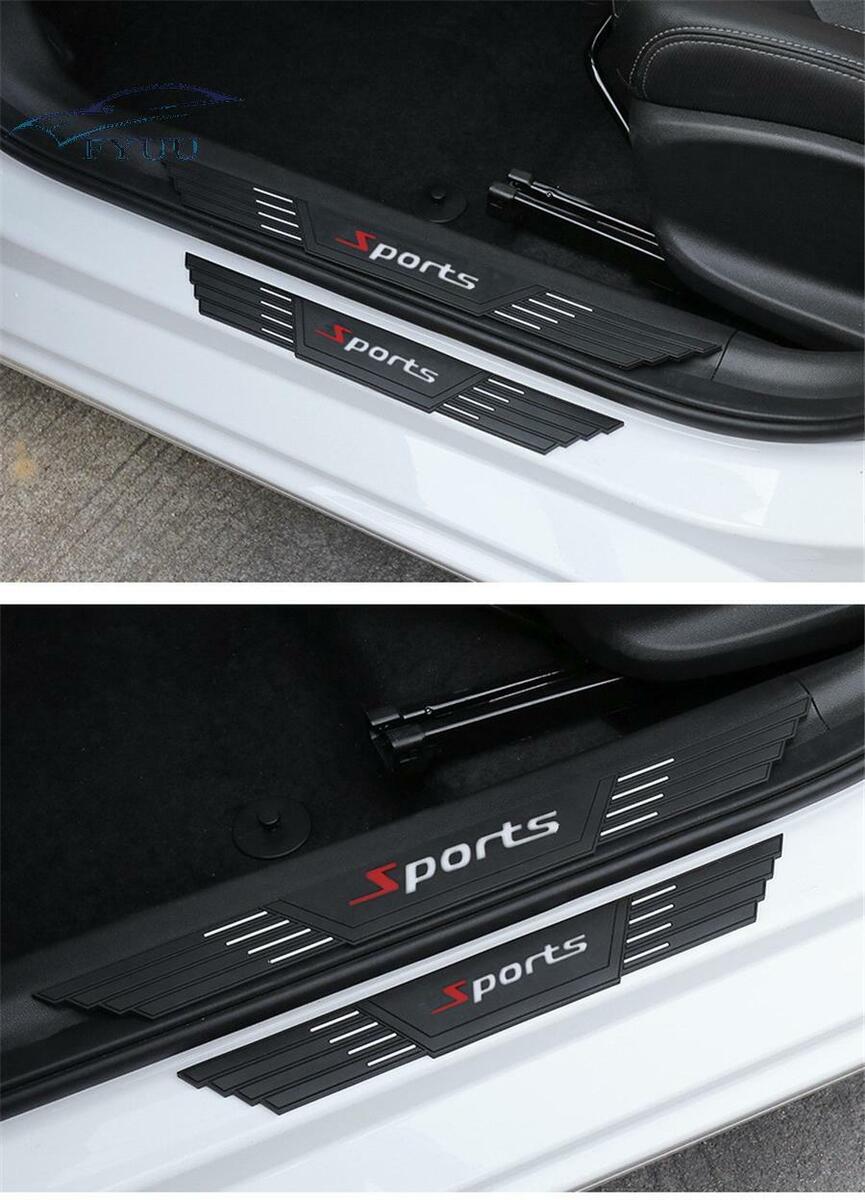4pcs Car Waterproof Sport Style Bumper Corner Protector Door Sill Cover Black