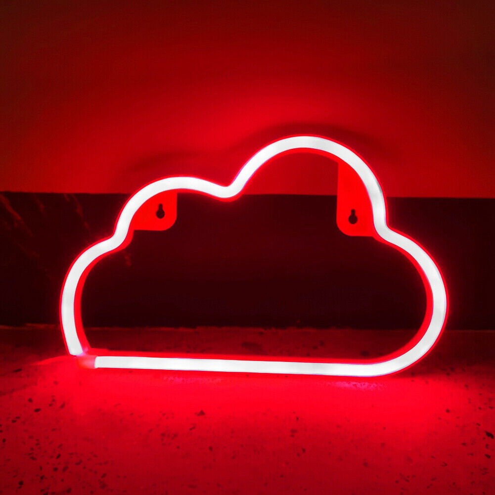 Cartoon Cloud Sign Neon Light USB Battery Operated Art Hanging Lamp (Red)
