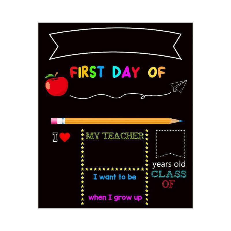 First & Last Days of School Chalkboard for Kid Boy Girl 10x12 Inch Double Sided