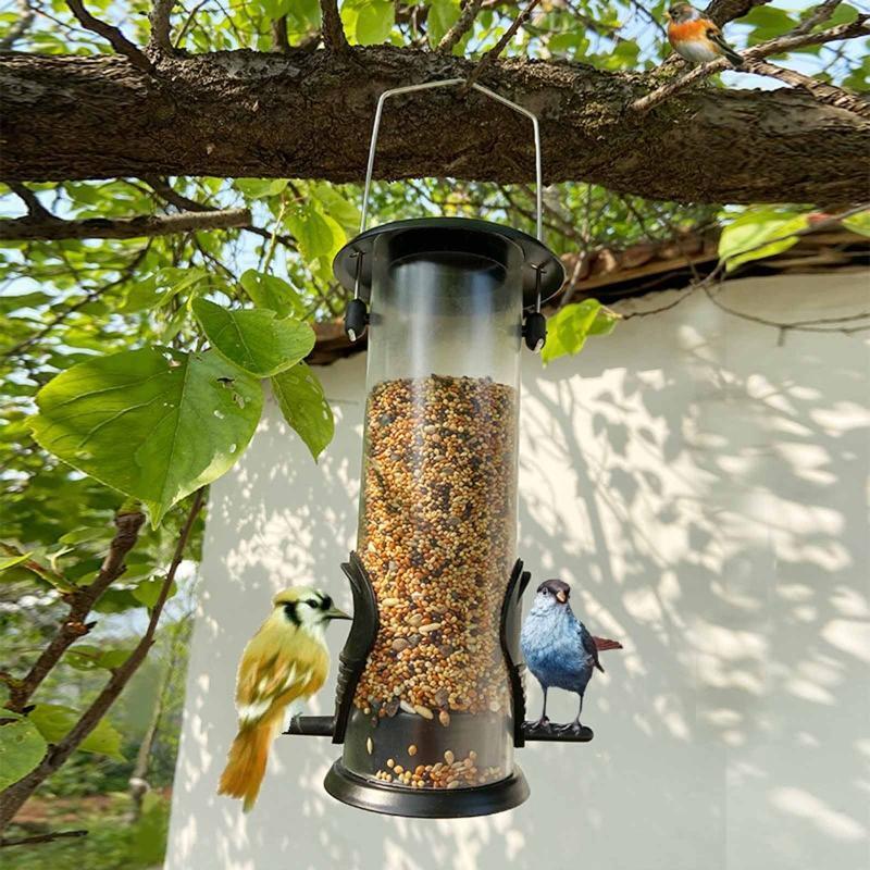 Plastic Bird Feeder Tube Hanging Wild Bird Seed Feeders Double Feeding Ports