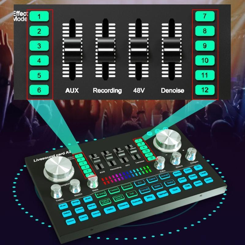 Stereo Sound Audio Mixer Multi-Purpose Audio Interface for Recording Live Stream
