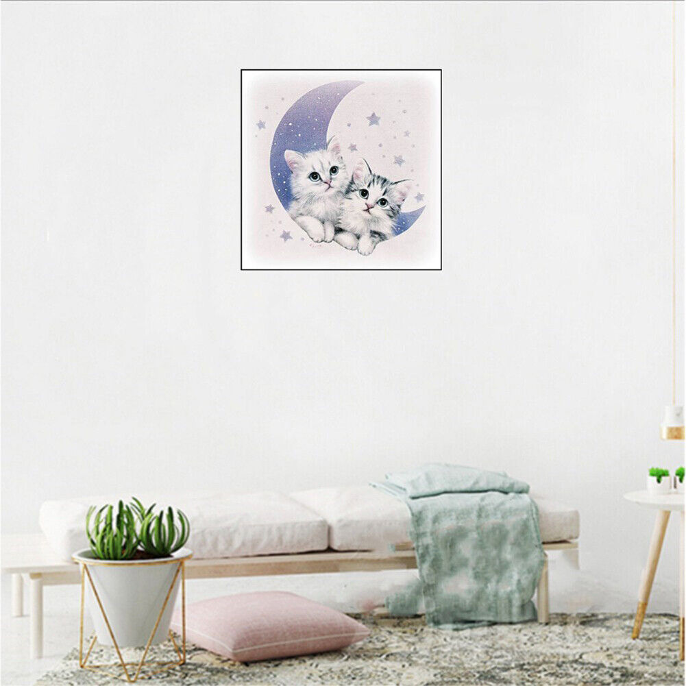 DIY Diamond Painting Embroidery Cute Cats Moon Full Drill Cross Stitch Kits