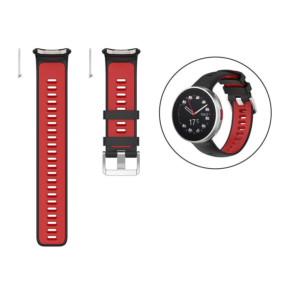 Silicone Strap for Polar Vantage V2 Watch Band Replacement (Black Red)