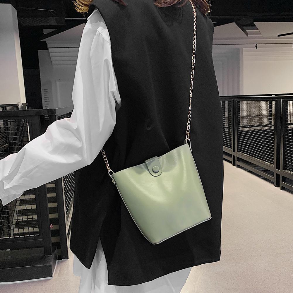 Pure Color Letter Print Shoulder Handbags Women Chain Crossbody Bag (Green)