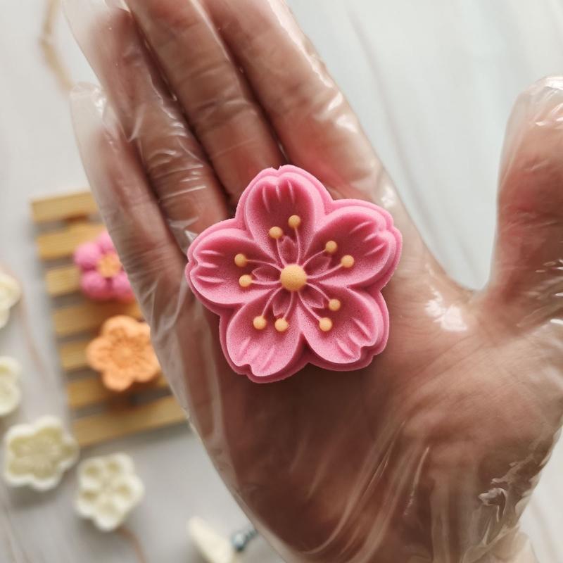 Cherry Shape Stamps Moon Cake Moulds for Mid-Autumn Festival DIY Baking Mooncake