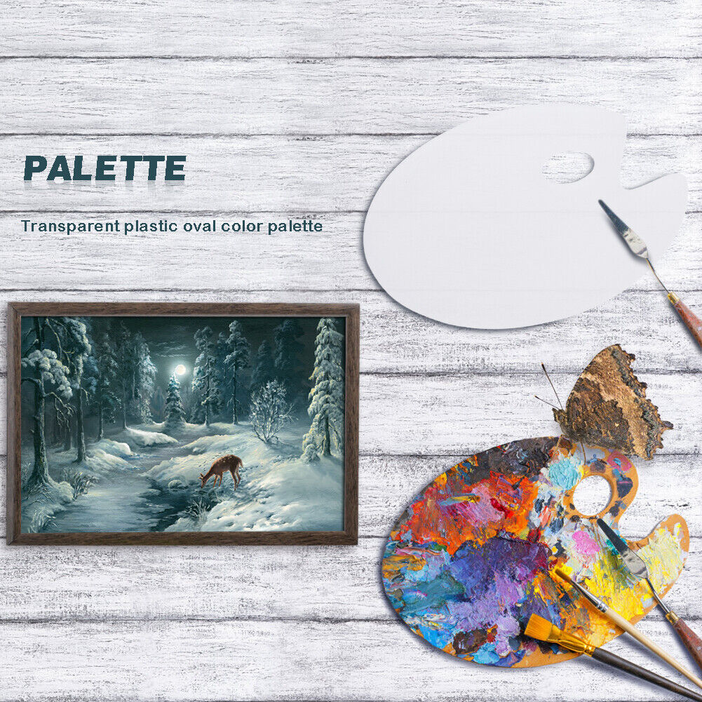 Plastic Clear Oval Painting Palette Drawing Watercolor Mixing Board Pallet