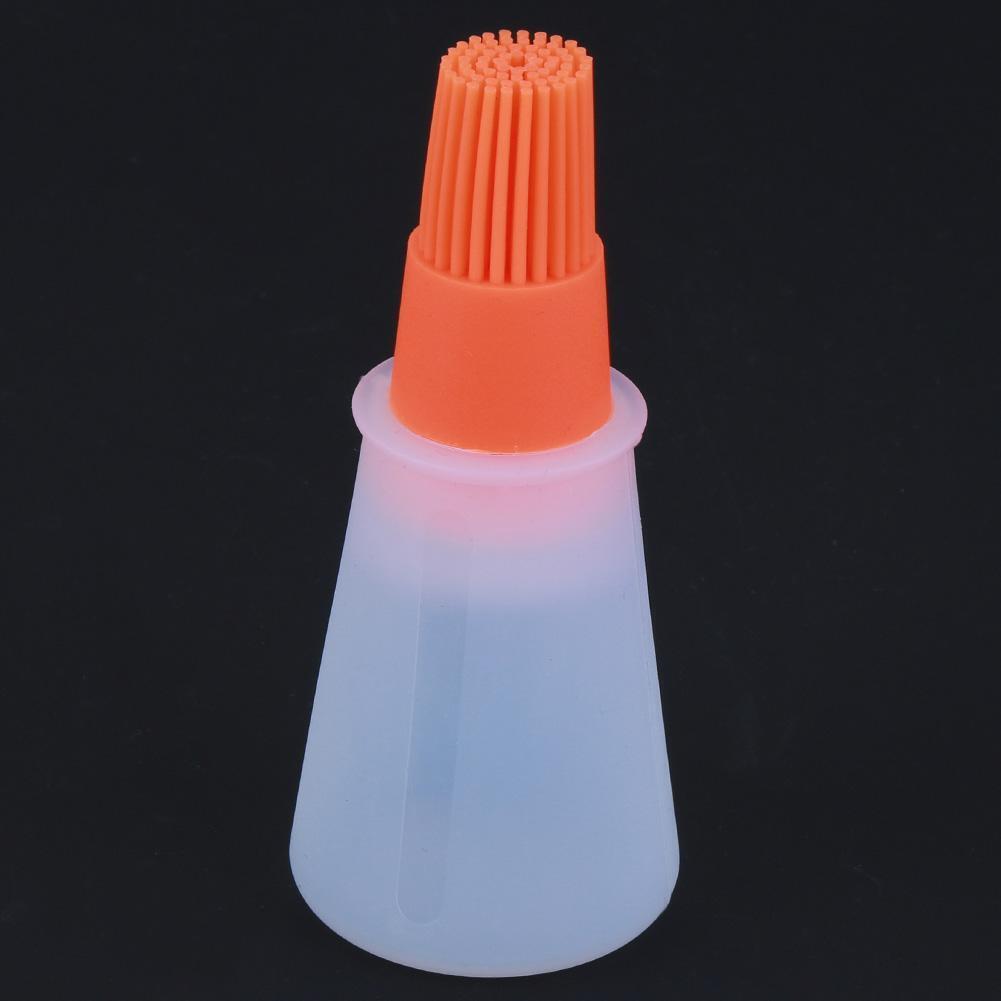 1pc Heat Resisting Silicone Grill Oil Bottle BBQ Basting Brush Tool(Orange)
