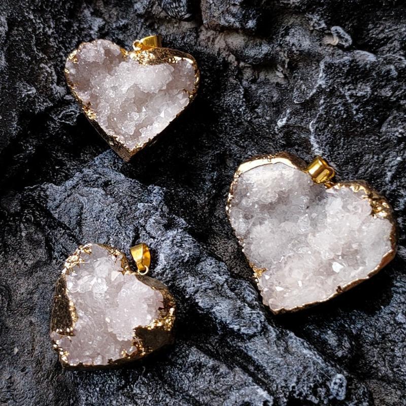 Natural White Crystal Stone Rock Pendant for Women Girls Valentine's Day Gifts