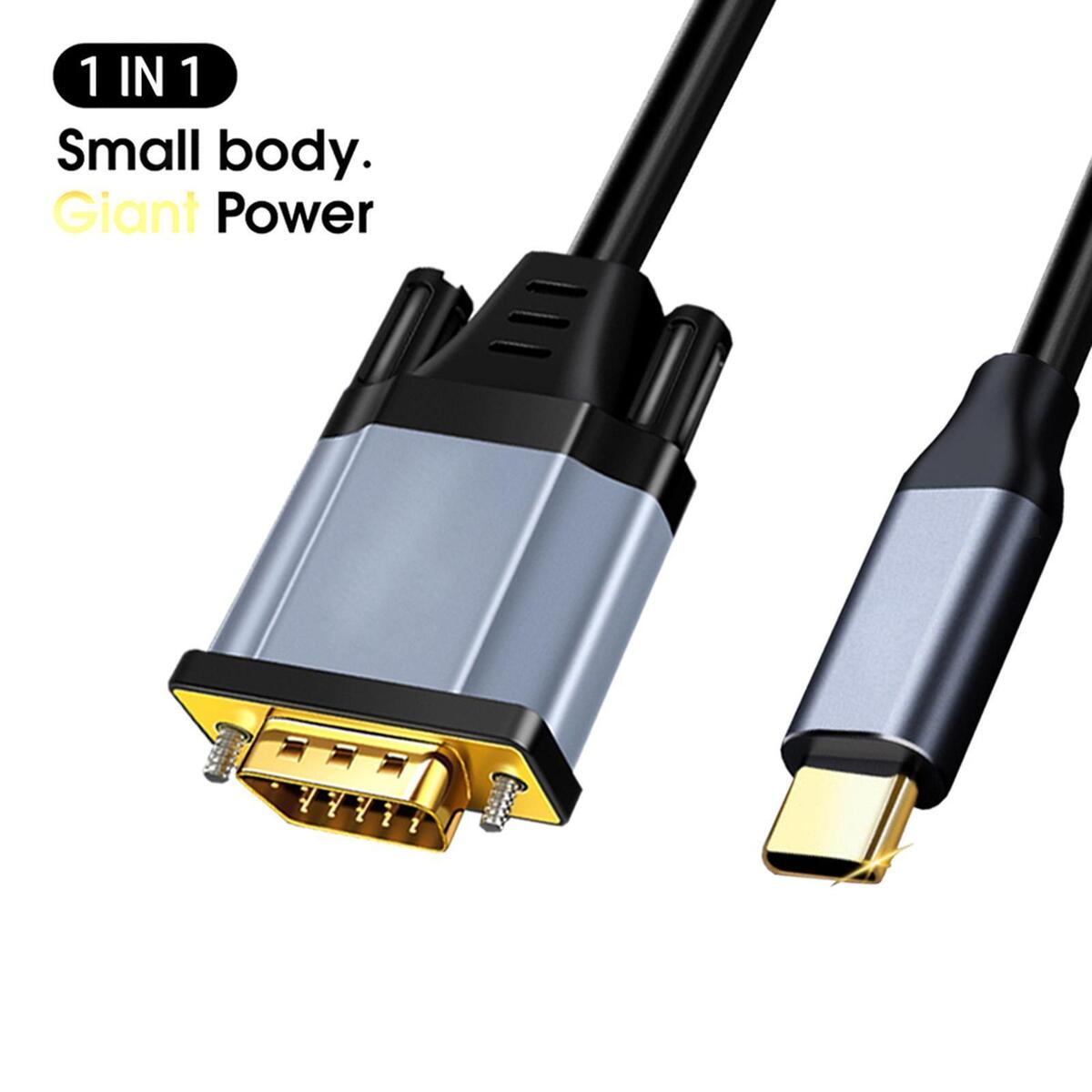 USB3.1 Type C to VGA Adapter Cable 1.8M Plug and Play Durable Professional for