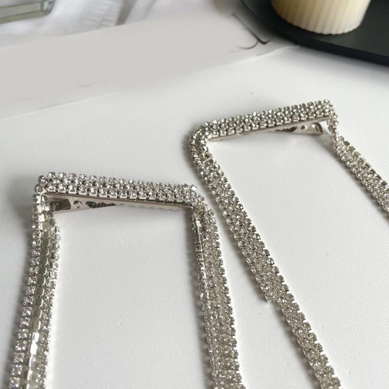 Rhinestone Hair Clip Long Tassel Dangle Hair Barrettes Hair Pins for Long Hair