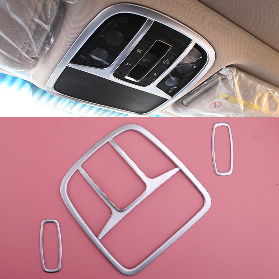 Set Sliver Roof Reading Light Lamp Cover Trim fit for Kia Sorento 2016-2020 New