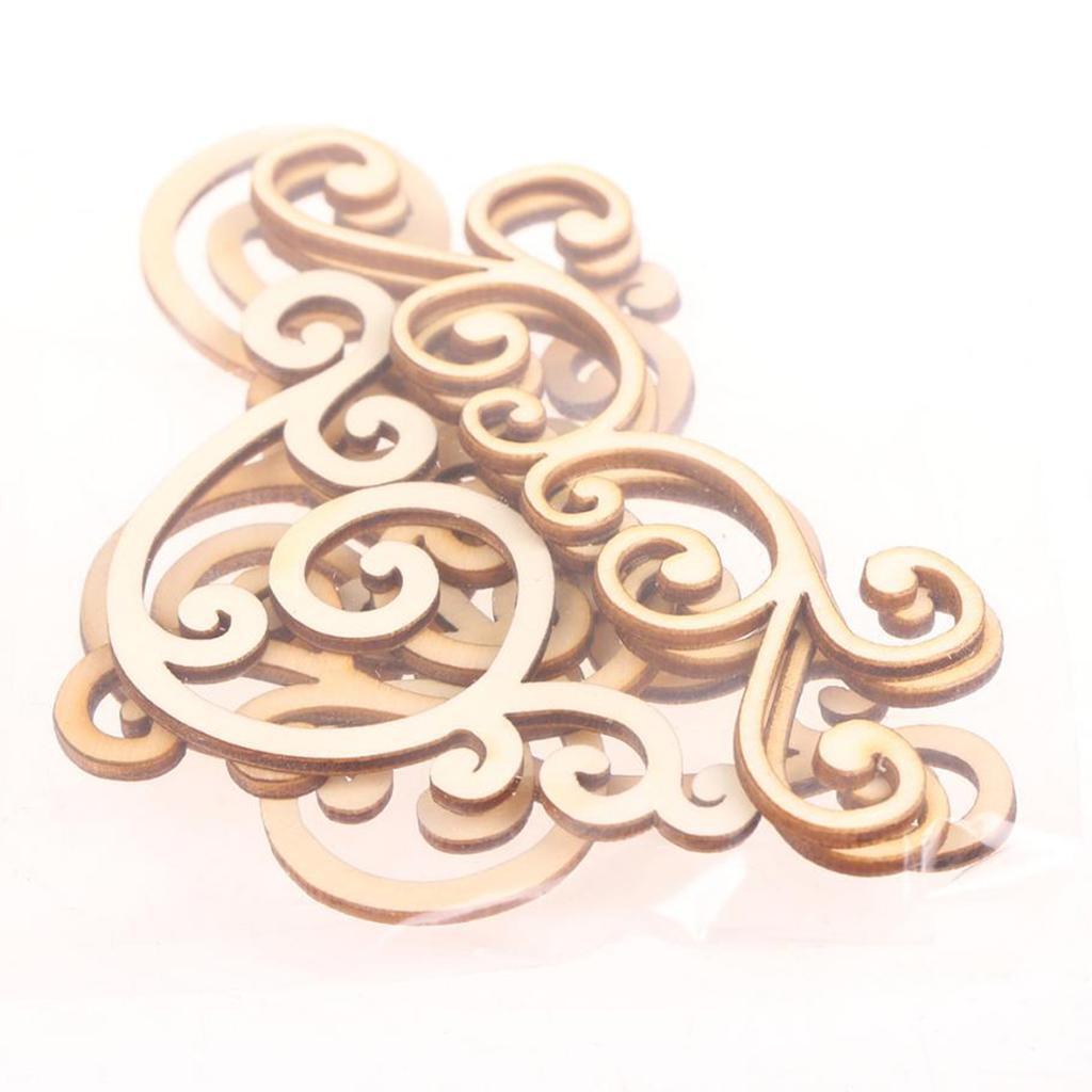 40 Pieces Large Wooden Floral Shapes   Decoration Embellishments
