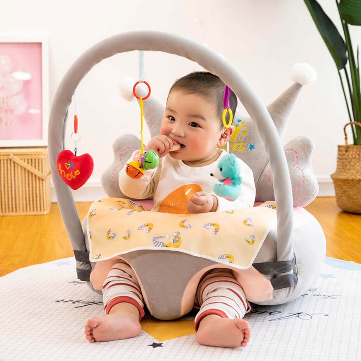 Baby Sofa Support Seat Cover Learning To Sit Chair Case No Filler (Grey)