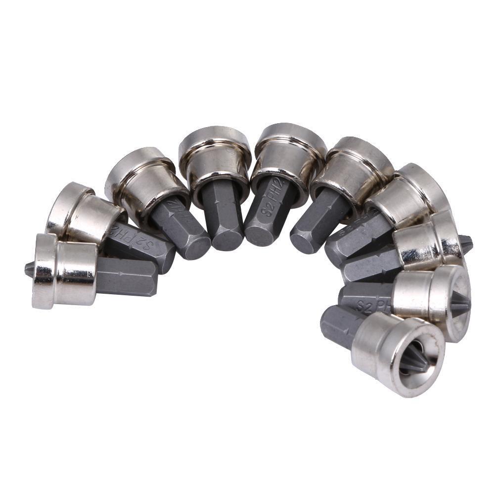 10pcs Depth Stop Plasterboard Screws Locating Screwdriver Bits PH2 Hex