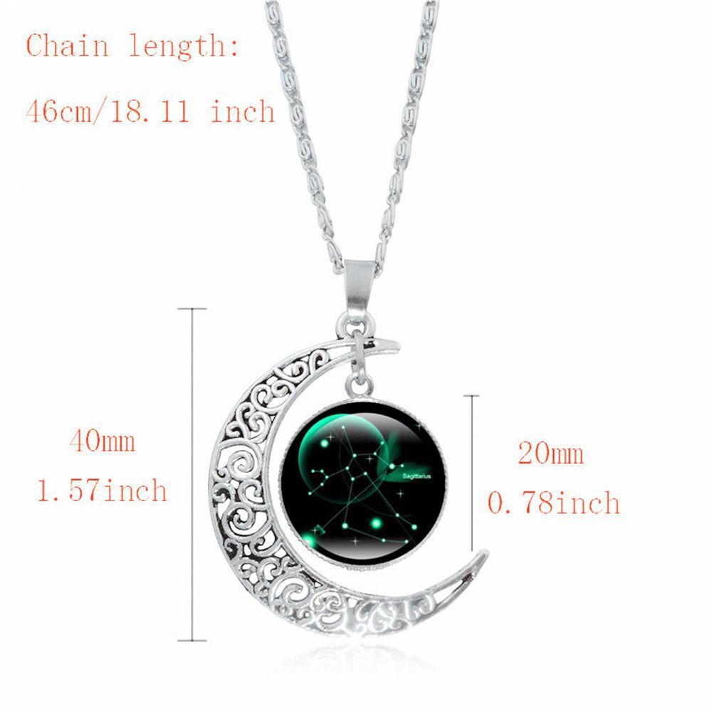 Men Boys 12 Zodiac Sliver Women Girls Necklace Pendant Moon 12 Constellation