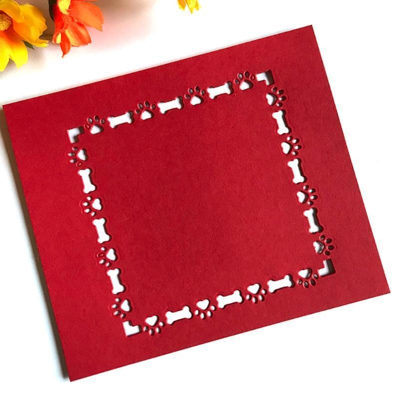 Square Dog Paw Bone Metal Cutting Dies Stencil Scrapbooking DIY Album Stamp Card