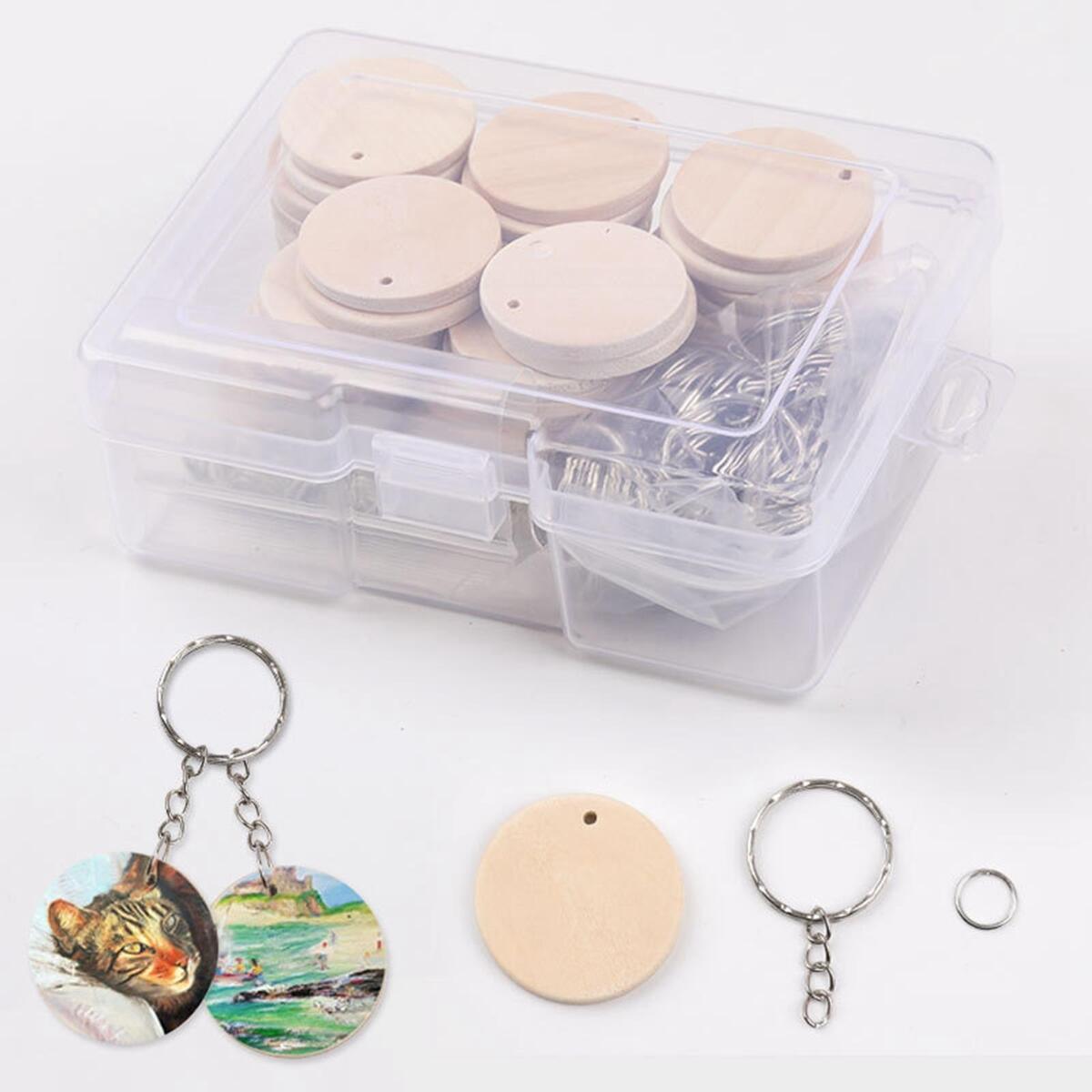 50pcs DIY Blank  Pieces Slice Round Unfinished Crafts en Discs