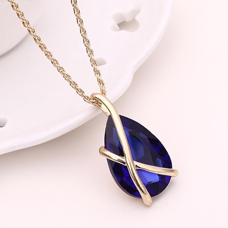 Chic Women Jewelry Set Party Prom Waterdrop Pendant Necklace With Hook Earrings